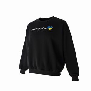 Black Unisex Sweater sweatshirt with Ukrainian Heart Design size XS